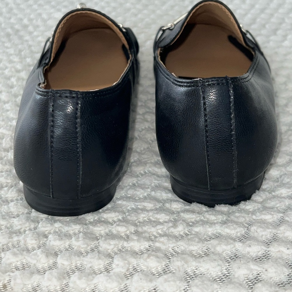 Rachel Zoe Black Leather Loafers with Silver Accent- Size 7.5 - Picture 5 of 9